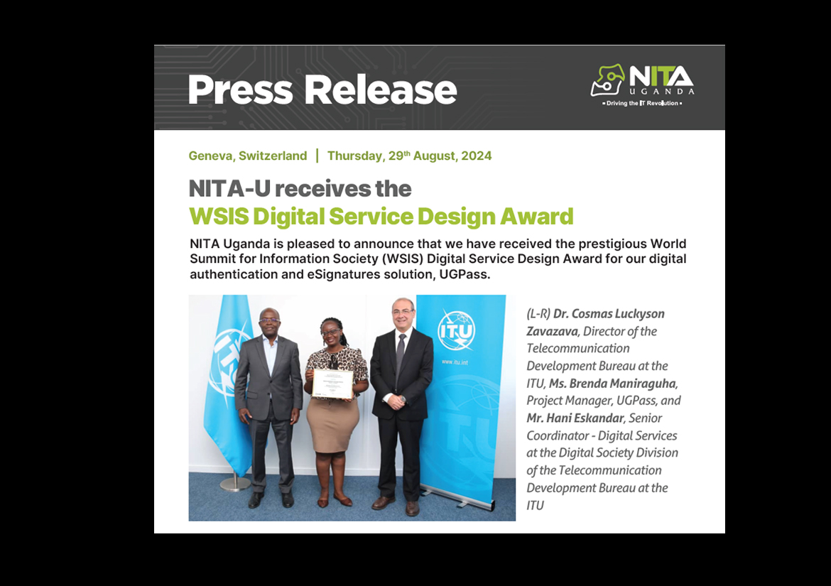 NITA-U receives the WSIS Digital Service Design Award