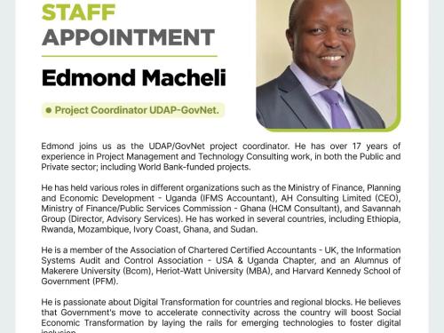 NITA-U appoints Edmond Macheli as project coordinator of Uganda Digital Acceleration Program (UDAP)
