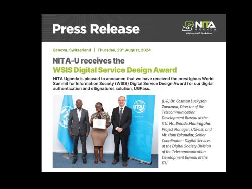 NITA-U receives the WSIS Digital Service Design Award